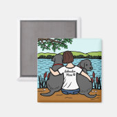 Zwei schwarze Labradoren und Mama Magnet (Vorderseite/Rückseite)