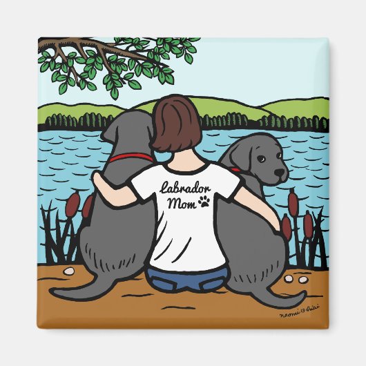 Zwei schwarze Labradoren und Mama Magnet (Vorne)