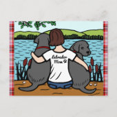 Zwei schwarze Labradoren und Mama Postkarte (Vorderseite)