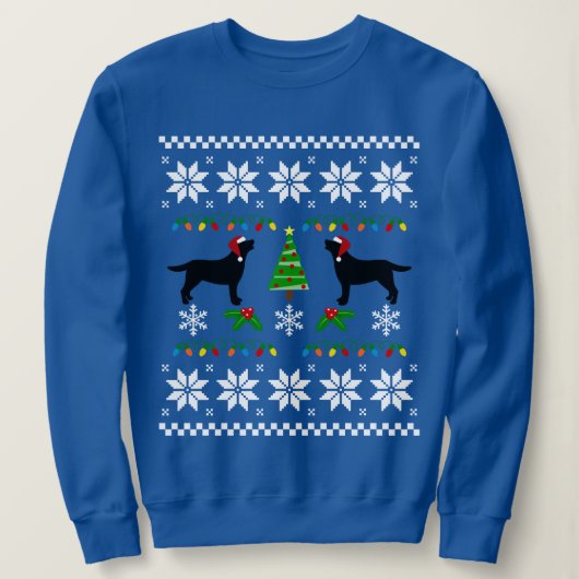Zwei schwarze Labradors Weihnachtsmuster Sweatshirt (Design vorne)