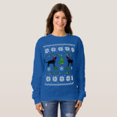 Zwei schwarze Labradors Weihnachtsmuster Sweatshirt (Vorne ganz)