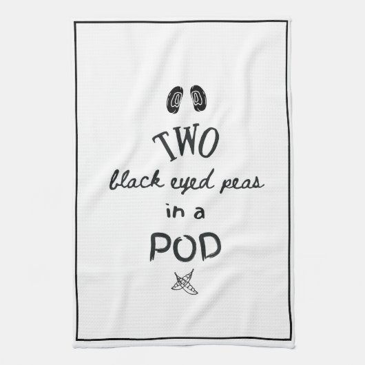 Zwei schwarze mit Augen Erbsen in einem Tee Geschirrtuch (Vertikal)