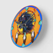 Zwei schwarze PferdeMandala Runde Wanduhr (Winkel)