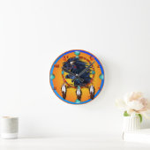 Zwei schwarze PferdeMandala Runde Wanduhr (Zuhause)