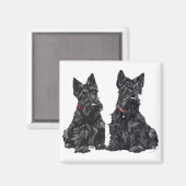 Zwei schwarze schottische Terrier Magnet (Vorderseite/Rückseite)