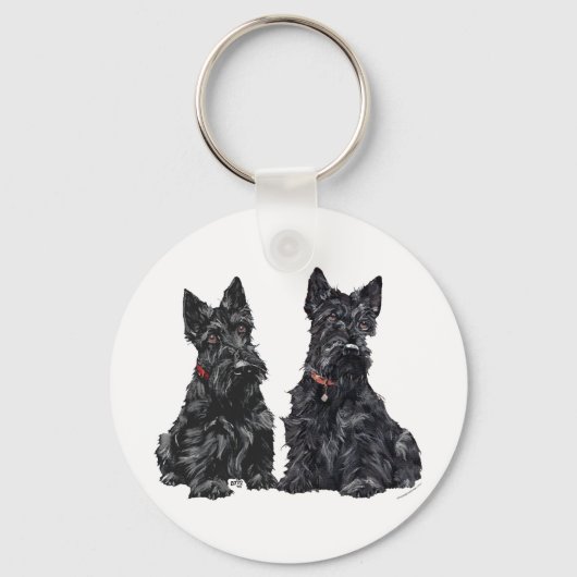 Zwei schwarze schottische Terrier Schlüsselanhänger (Vorderseite)