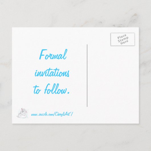 Zwei Schwarze Schwäne, die Save the Date Postkarte (Rückseite)