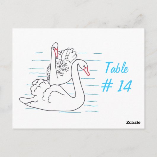 Zwei Schwarze Schwäne, die Tischnummer-Postkarten Postkarte (Rückseite)