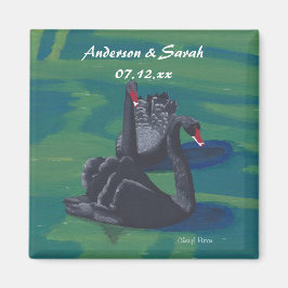 Zwei schwarze Schwäne Personalisierte Datums-Magne Magnet