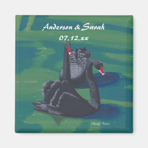 Zwei schwarze Schwäne Personalisierte Datums-Magne Magnet