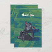 Zwei schwarze Schwäne schwimmen Danke Karten (Vorne/Hinten)