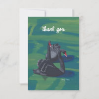 Zwei schwarze Schwäne schwimmen Danke Karten