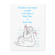 Zwei schwarze Schwäne zeichnen Hochzeitspostkarten