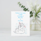 Zwei schwarze Schwäne zeichnen Hochzeitspostkarten Einladungspostkarte (Stehend Vorderseite)