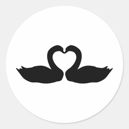 zwei schwarze Schwanensymbol Runder Aufkleber (Vorderseite)