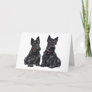 Zwei schwarze Scottish Terrier Karte