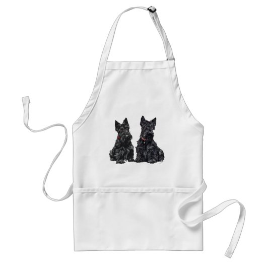 Zwei schwarze Scottish Terrier Schürze (Vorne)