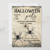 Zwei schwarze Spinnen auf Spider Web | antiquiert Einladung (Vorderseite)