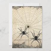 Zwei schwarze Spinnen auf Spider Web | antiquiert Einladung (Rückseite)