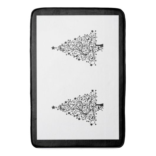 Zwei schwarze und weiße Minimalistische Weihnachts Badematte (Vorderseite Vertikal)