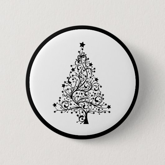 Zwei schwarze und weiße Minimalistische Weihnachts Button (Vorderseite)