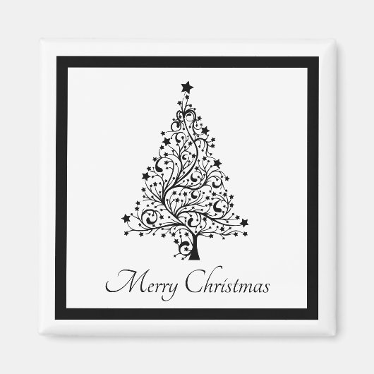 Zwei schwarze und weiße Minimalistische Weihnachts Magnet (Vorne)