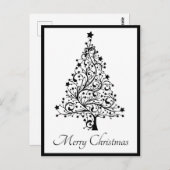 Zwei schwarze und weiße Minimalistische Weihnachts Postkarte (Vorne/Hinten)