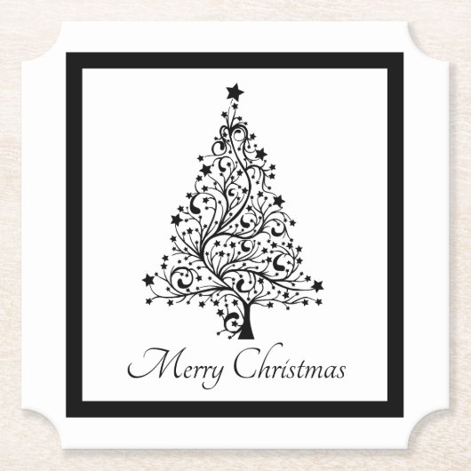 Zwei schwarze und weiße Minimalistische Weihnachts Untersetzer (Vorderseite)