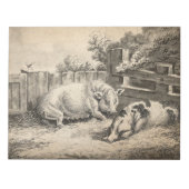 Zwei Schweine, die in Strohhalm in einem Außengebl Notizblock (Vorderseite)