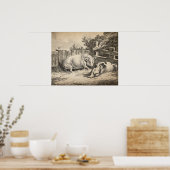 Zwei Schweine, die in Strohhalm in einem Außengebl Poster (Küche)