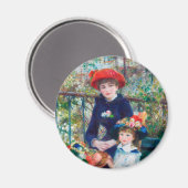 Zwei Schwestern (auf der Terrasse) Pierre Auguste  Magnet (Vorderseite/Rückseite)