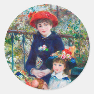 Zwei Schwestern (auf der Terrasse) Pierre Auguste Runder Aufkleber