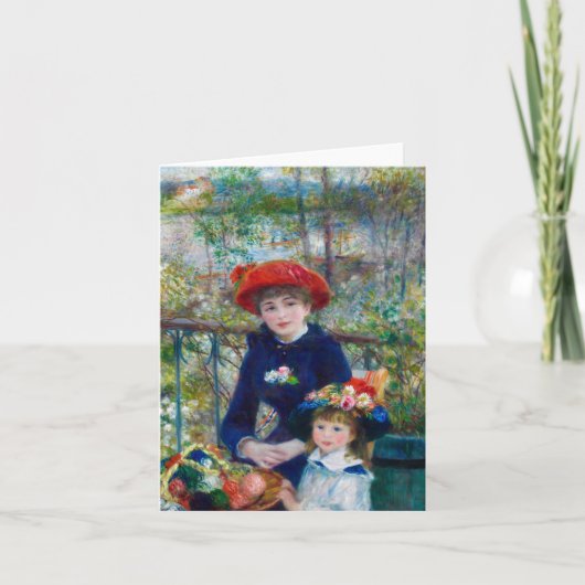 Zwei Schwestern auf der Terrasse von Pierre-Augus Dankeskarte (Vorderseite)