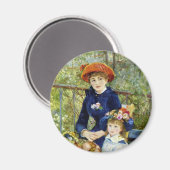 Zwei Schwestern (auf der Terrasse) von Pierre Reno Magnet (Vorderseite/Rückseite)