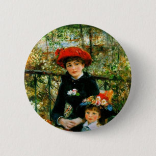 Zwei Schwestern auf der Terrasse von Renoir Button