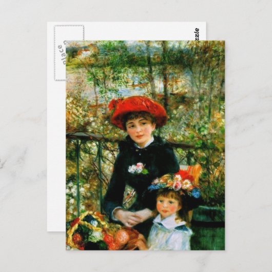 Zwei Schwestern auf der Terrasse von Renoir Postca Postkarte (Vorne/Hinten)