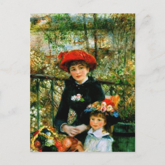 Zwei Schwestern auf der Terrasse von Renoir Postca Postkarte (Vorderseite)