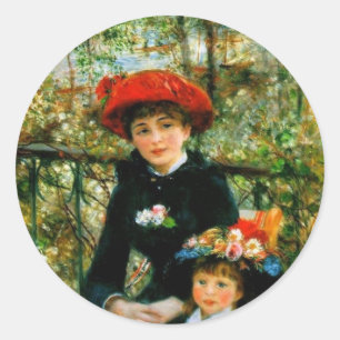 Zwei Schwestern Auf der Terrasse von Renoir Runder Aufkleber