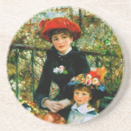 Zwei Schwestern Auf der Terrasse von Renoir Sandstein Untersetzer