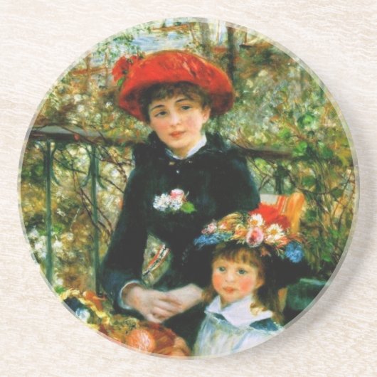 Zwei Schwestern Auf der Terrasse von Renoir Sandstein Untersetzer (Vorne)