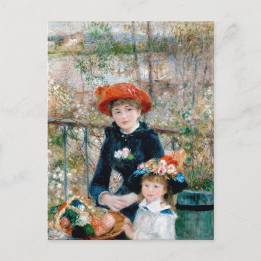 Zwei Schwestern - Renoir-Impressionist Malerei Postkarte (Vorderseite)