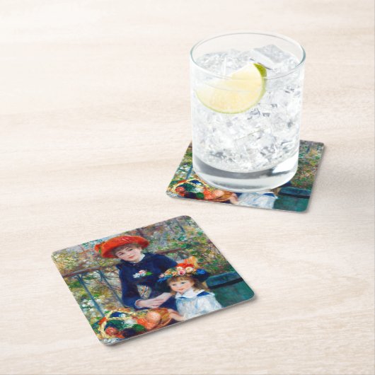 Zwei Schwestern, Renoir Rechteckiger Pappuntersetzer (Vor Ort)