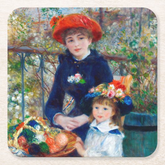 Zwei Schwestern, Renoir Rechteckiger Pappuntersetzer (Vorderseite)