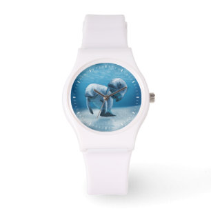 Zwei schwimmende Manatis Armbanduhr