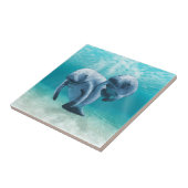 Zwei schwimmende Manatis Fliese (Seite)