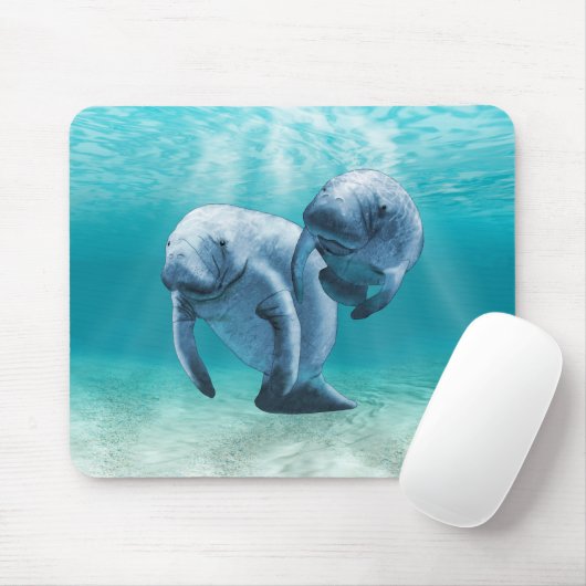 Zwei schwimmende Manatis Mousepad (Mit Mouse)