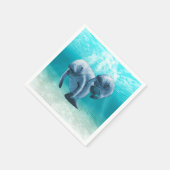 Zwei schwimmende Manatis Serviette (Ecke)