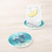 Zwei schwimmende Manatis Untersetzer (Seite)