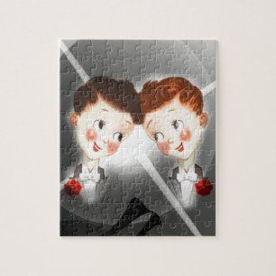 Zwei schwule Männer als Paar in Smoking, bezaubern Puzzle