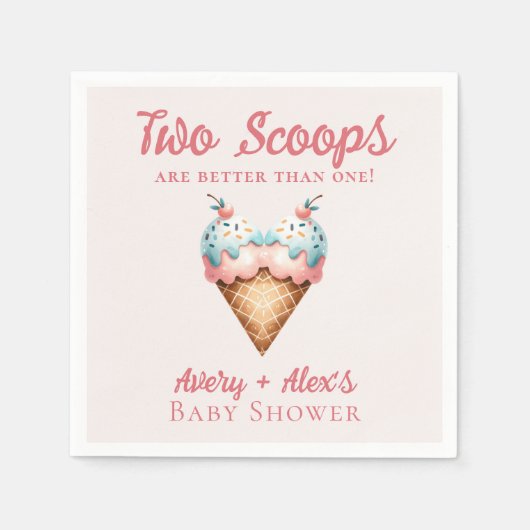 Zwei Scoops Eiscreme Twins Kinderdusche Serviette (Vorderseite)